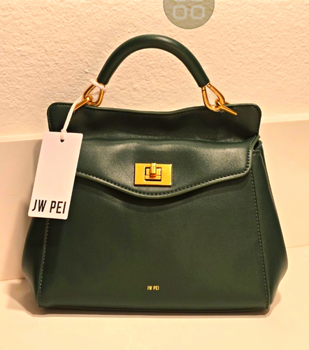 JW PEI Lucia Dark Green Vegan Leather Top Handle Crossbody Bag NWT