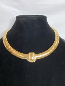 Authentic Gold Plated 18k Omega Necklace 1986 Avon Centennial Crystal Focal Point Vintage