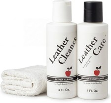 Apple Brand Leather Care Kit 4 oz Cleaner  4 oz Conditioner  Cleaning Cloth