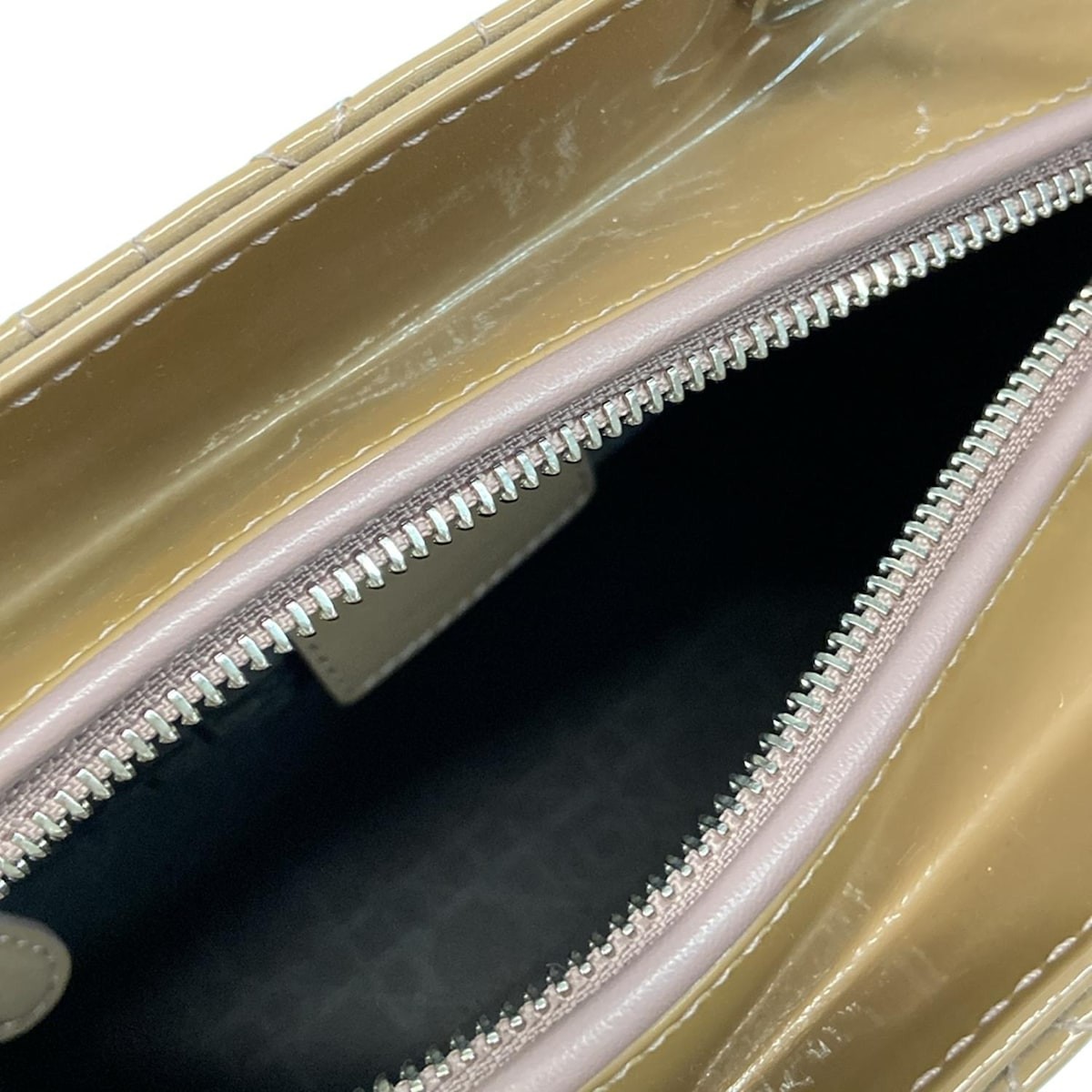 Auth DIOR/ChristianDior Lady Dior Medium Bag - Pink Beige Patent Leather Handbag