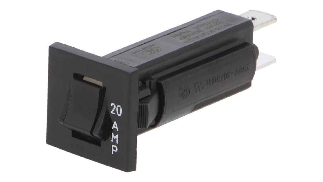 Circuit breaker 250VAC 32VDC 20A SPST-NC panel mounted 3-1393250-3 /T2UK