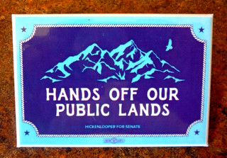 2026 COLORADO demócrata John Hickenlooper para el Senado de los Estados Unidos logotipo botón TIERRAS PÚBLICAS