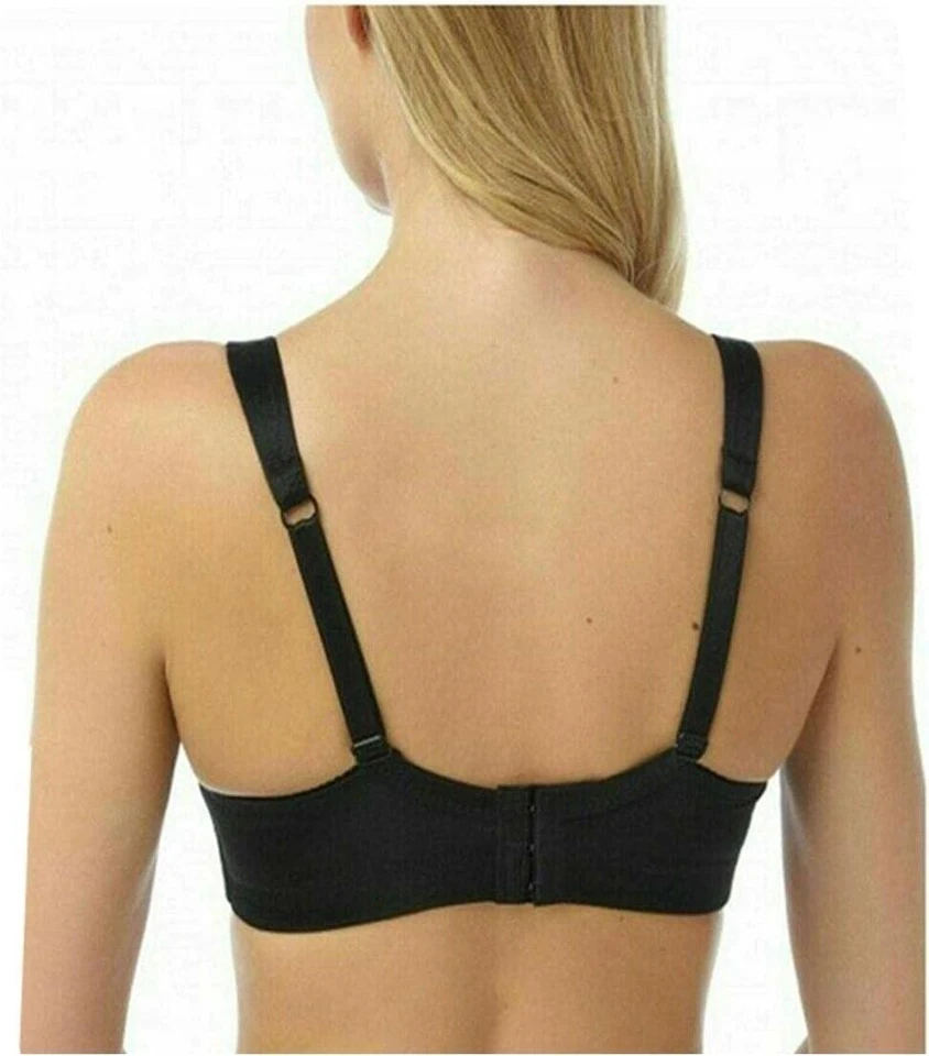 Women’s Lace Non Padded Wireless Soft Cup Bra Firm Control Comfort Black White — 第 4/4 张图片