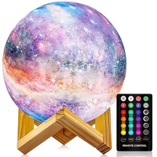 Moon Lamp, Night Light, 16 Colors Galaxy Lamp 3D Printing Moon Light with Sta...
