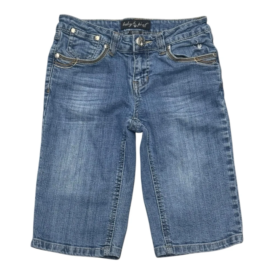 Bermudas de mezclilla de colección Baby Phat jóvenes niñas talla 10 adornadas bordadas Foto 2 de 4