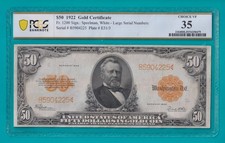 1922 $50 Gold Certificate FR1200 - PCGS B VF35 (STK# 68)