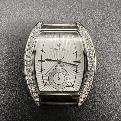 Bella & Rose Silver Tone Dial Crystal Accent Case No Watch Band *Needs Battery*