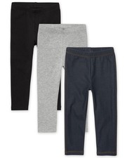 Baby Girls And Toddler Girls Leggings,Black/Smoke Gray/True Indigo 3 Pack,5T