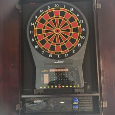 Arachnid Cricket Pro 750 Electronic Dartboard with Wood Cabinet 36 Games