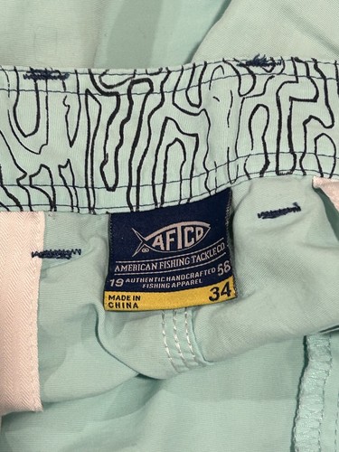 AFTCO AMERICAN FISHING TACKLE CO Mens Aqua Navy Blue Board Fishing Shorts 34 - Picture 5 of 9