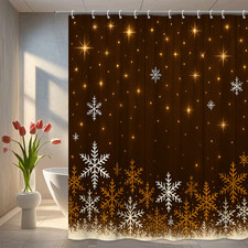 Christmas Shower Curtain with Snowflakes and Stars