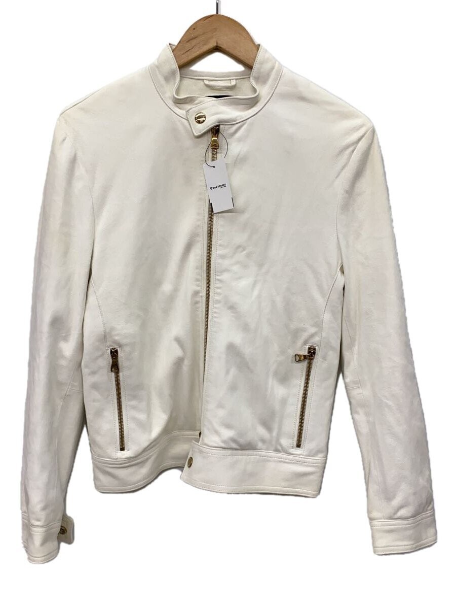 Emmeti Goat Leather Blouson Jacket Size 46 White Giappne-073 373