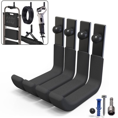 4 Pack Garage Storage Hooks, Ladder Hangers, Steel Wall Mount Hooks, Utility ...