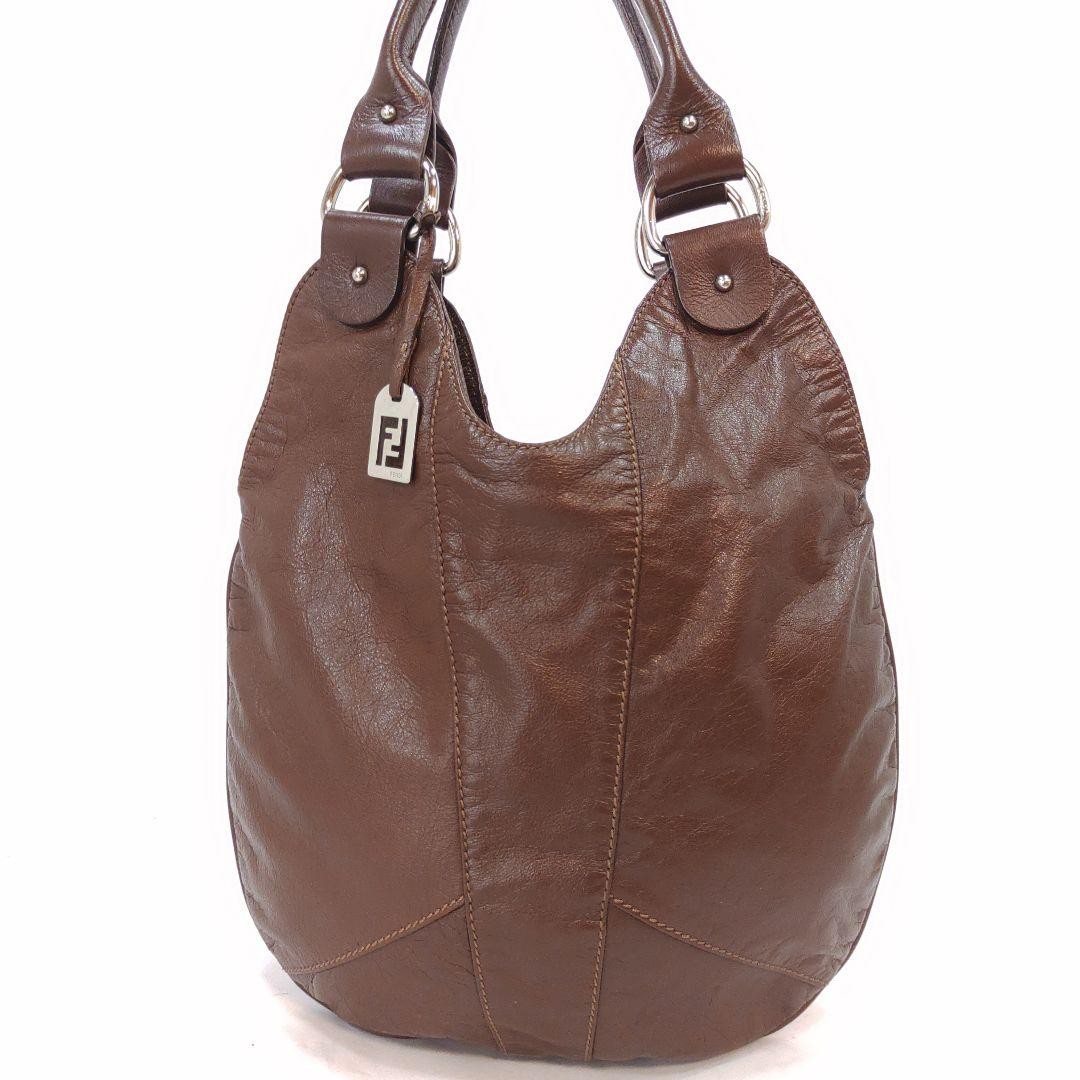 FENDI Authentic Brown Leather Shoulder Bag G0707903