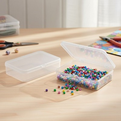 Versatile Clear Rectangular Storage Containers - 2PCS for Accessories & Crafts