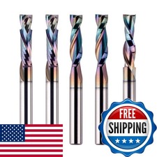 SpeTool 5PCS CNC Router Bits Set TAC Coated 1/4" Shank 1" x 2-1/2" OVL