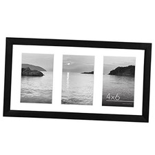 Collage Picture Frame-Display Three 4x6 8x14 with Three 4x6 Openings Black