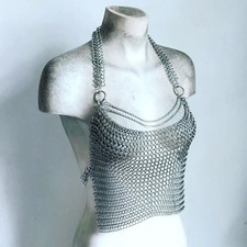 10 mm Aluminum Chainmail Halter Top Women Fantasy Cosplay Costume