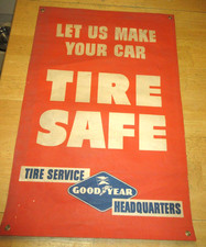 Vintage Goodyear Tire Banner w/ Brass Eyelets...