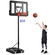 4.4-10 FT Portable Basketball Hoop w/ 44" Shatterproof Backboard Fillable Base