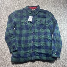 Tommy Bahama Kids Jacket Youth XXL 16 Green Blue Plaid Sherpa Lined Flannel