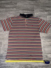 Vintage Aeropostale Shirt Men M Multicolor Striped Polo 100 Cotton Rugby Retro