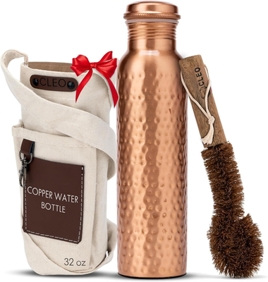 CLEO HOME 32 Oz Copper Water Bottle - Eco-Friendly & Leak-Proof