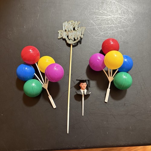 Vintage Balloon cake picks - cake topper kit / Bunch of Balloons / birthday /