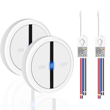 Wireless Lights Switch Kit 433MHz RF 10A 1000W On Off Mini Remote Control 2 Pack