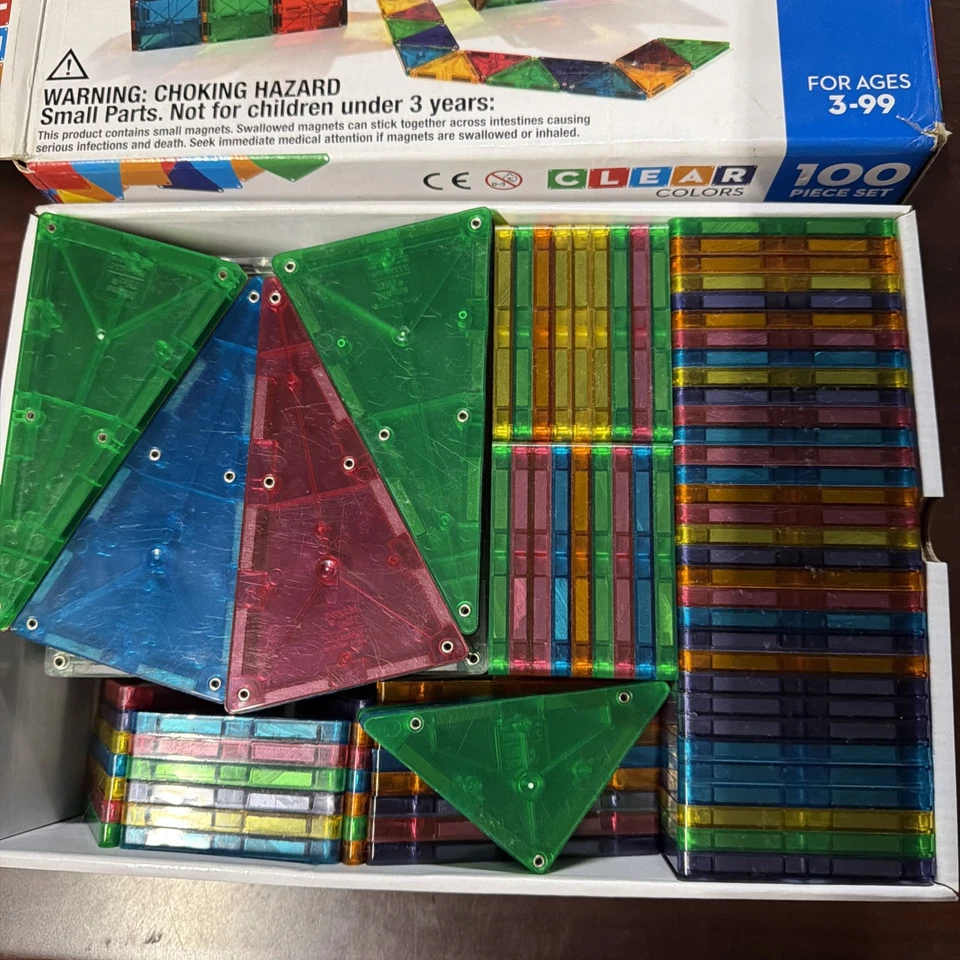 Valtech Magna-Tiles 100-Piece Magnetic Construction Set 3D Building Tiles - Image 3 of 3