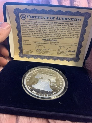 2023 Cook Islands American Double Eagle $20 coin . w/ Cert. 3oz .999