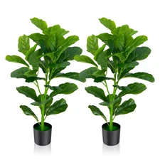 Artificial Tree 2-Pack Artificial Fiddle Leaf Fig Tree for Indoor and Outdoor