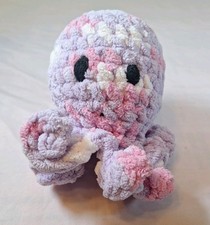 Crochet Octopus With Rattle Inside Made Of Soft Colors-Purple, Pink, And White