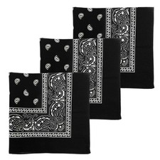 3 PCS 100 Cotton Bandana 22x22 Inch Paisley Pattern Handkerchief Headband