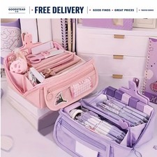 Large Capacity Pencil Case Organizer Multi-Compartment Desktop Storage