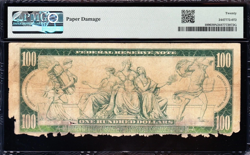 *RARE* VF net graded 1914 $100 NEW YORK Federal Reserve Note! PMG 20! FREE SHIP! - Image 3 of 3
