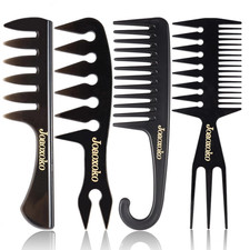 Wide Tooth Comb Set for Men - 4 Pcs Professional Barber Combs with Anti-Static D