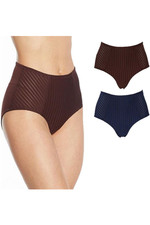 Rhonda Shear 2-pack Striped Mesh Pin-Up Panty Espresso/Navy