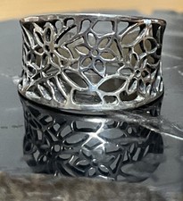Sterling Silver Flowers Filigree Graduated Size Band Ring Size 5.5