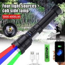 4in1 LED Flashlight White Green Red Blue Light Torch Zoom Coyote Varmint Hunting