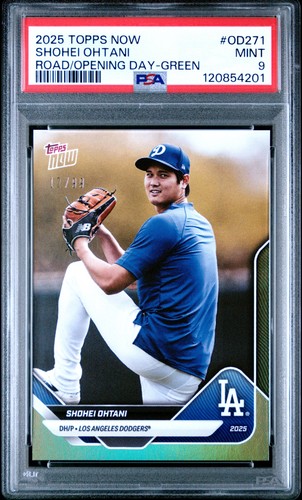PSA 9 Shohei Ohtani Green /99 #OD271 2025 Topps Now 120854201