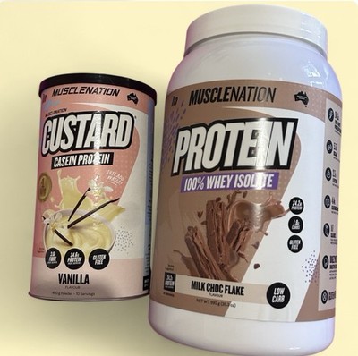 Musclenation Milk Chocolate Flake + Vanilla Custard Whey Protein Isolate Bundle