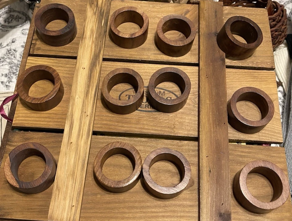 Juego de 12 servilleteros de madera de acacia hechos a mano para comedor Foto 3 de 3