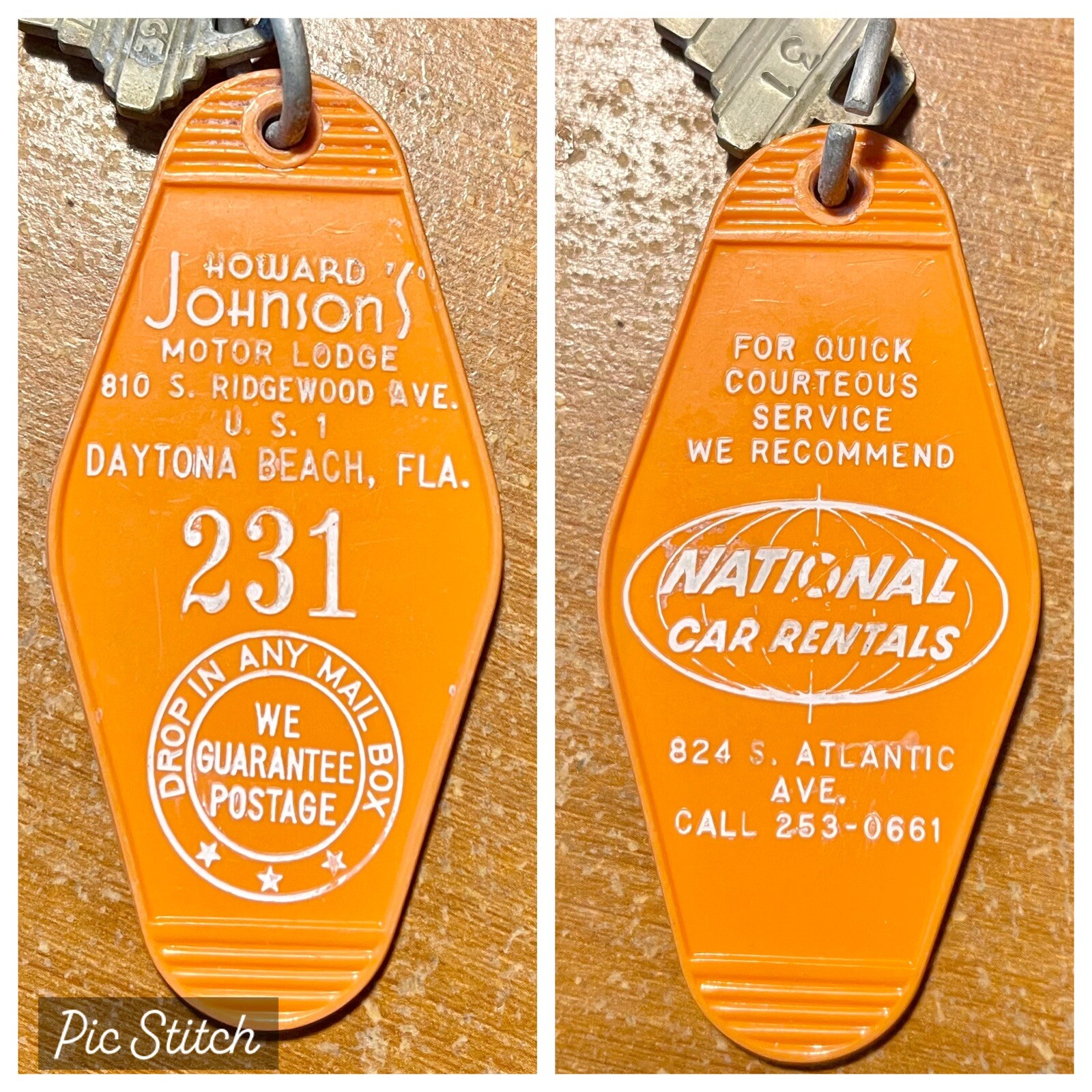 Vtg MCM Howard Johnsons & Car Rental Daytona Beach FL Room Key & Fob 231 Orange eBay