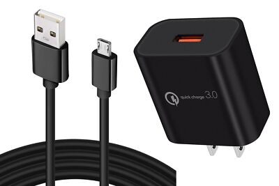 6ft Long Micro USB Cable 18W Fast Home Charger Cord USB Wall for Cell Phones