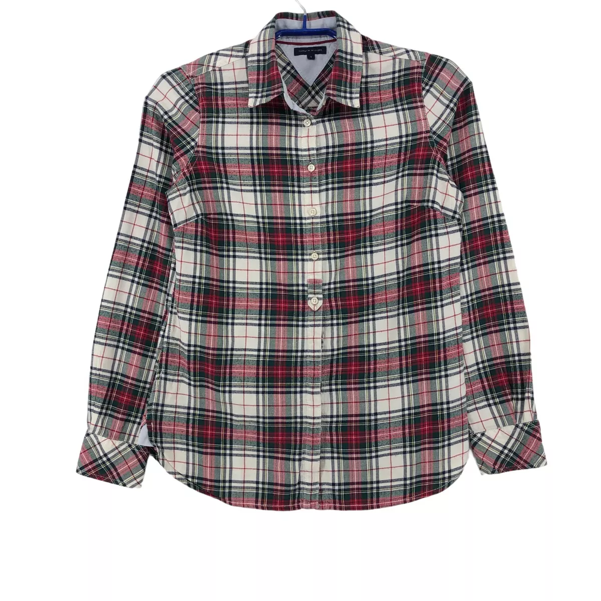 TOMMY HILFIGER Women Long Sleeve Casual Flannel Shirt Size S- 4