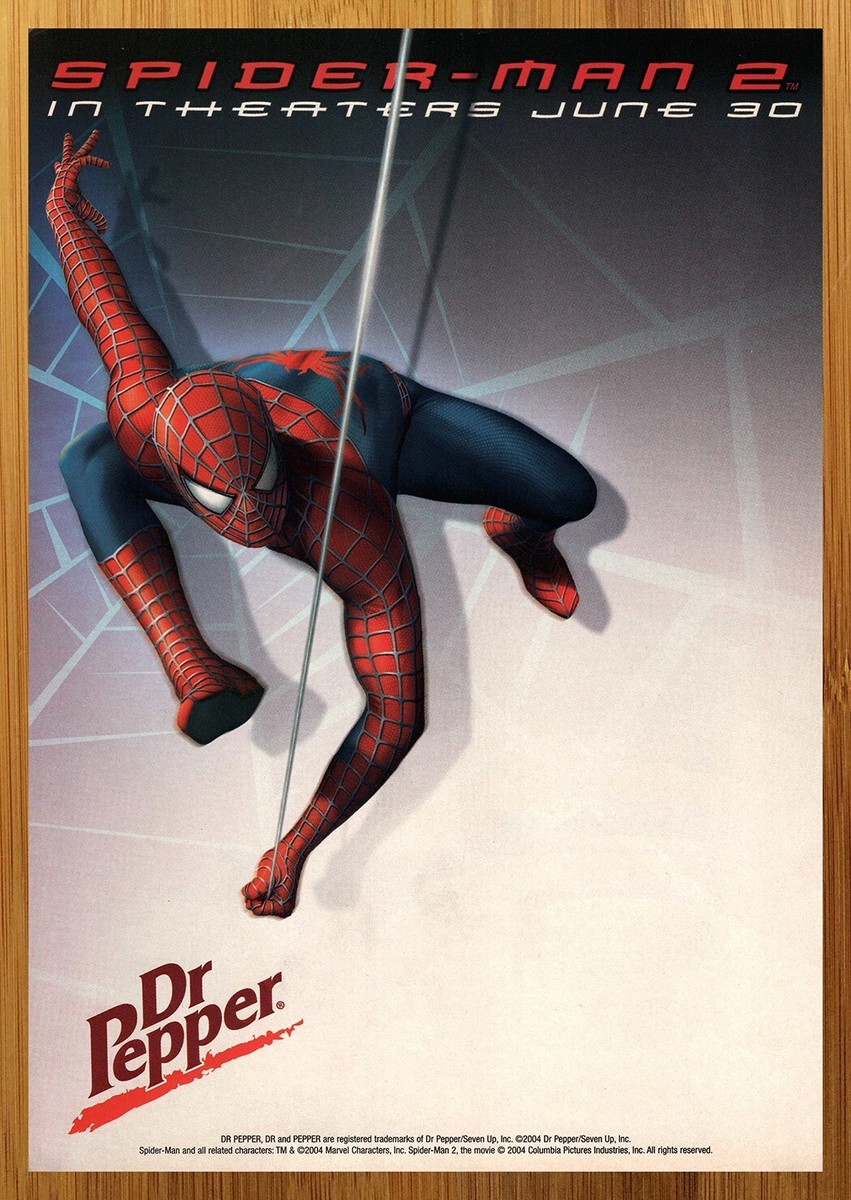 2004 Spider-Man 2/Dr. Pepper Print Ad/Poster Official Marvel Movie 