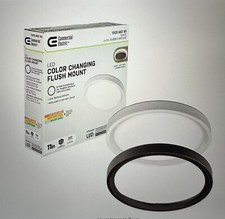 11in. White/Bronze 1000 Lumens LED Flush Mount Ceiling Light