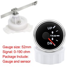 2'' 52mm Boat Marine Trim Gauge Balance Meter 0-190ohms RED LED With Sensor