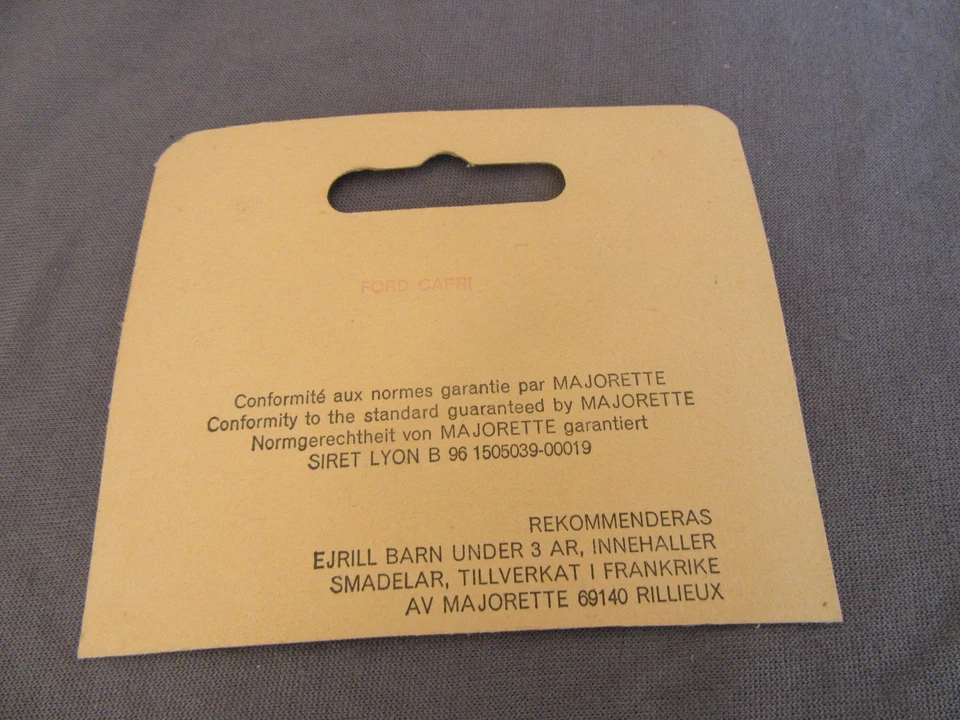 977F Majorette Pubblicità Cartone Ford Capri 10x8,7 CM - Immagine 2 di 2